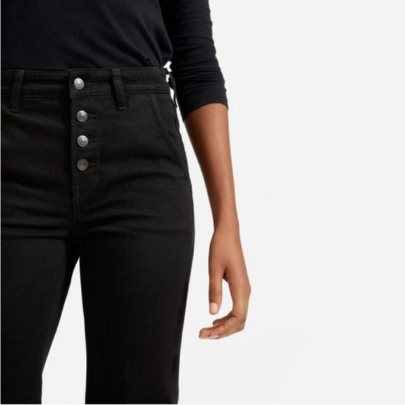 Everlane Washed Black High Rise Exposed Button Skinny Jeans - Picture 4 of 9
